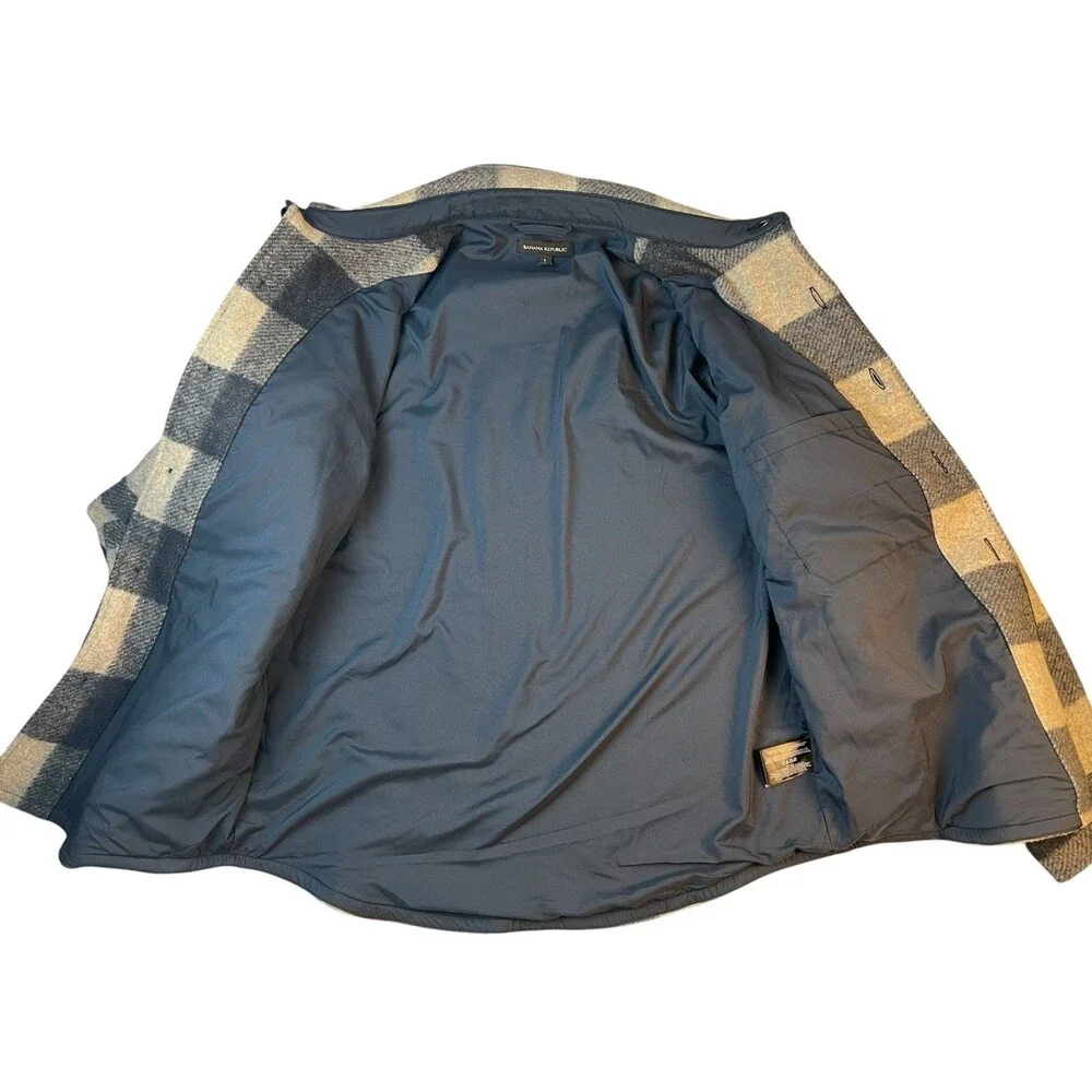 Banana Republic Heritage Blue Buffalo Plaid Button Shirt Jacket Shacket  S  NWOT